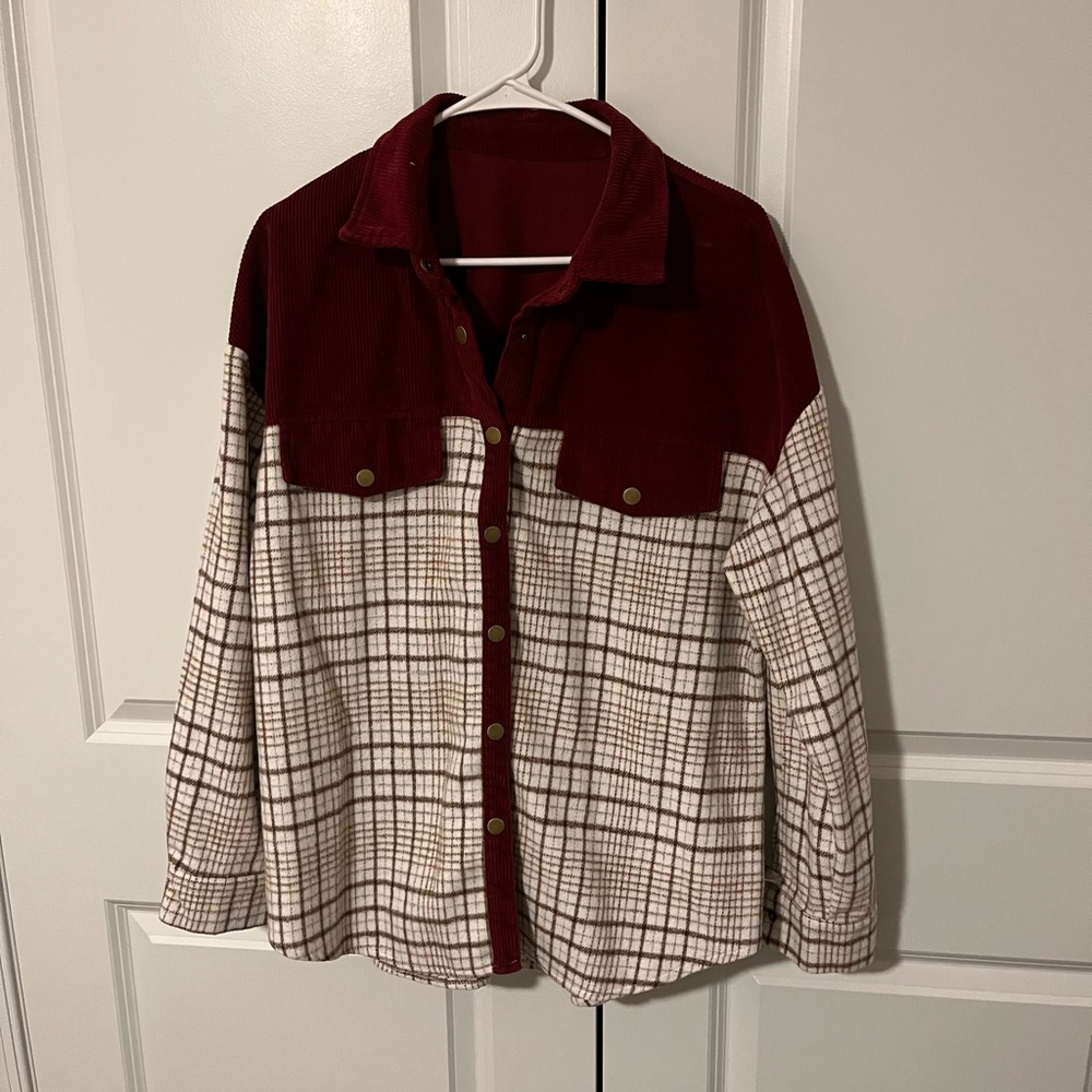 Burgundy and Plaid shacket